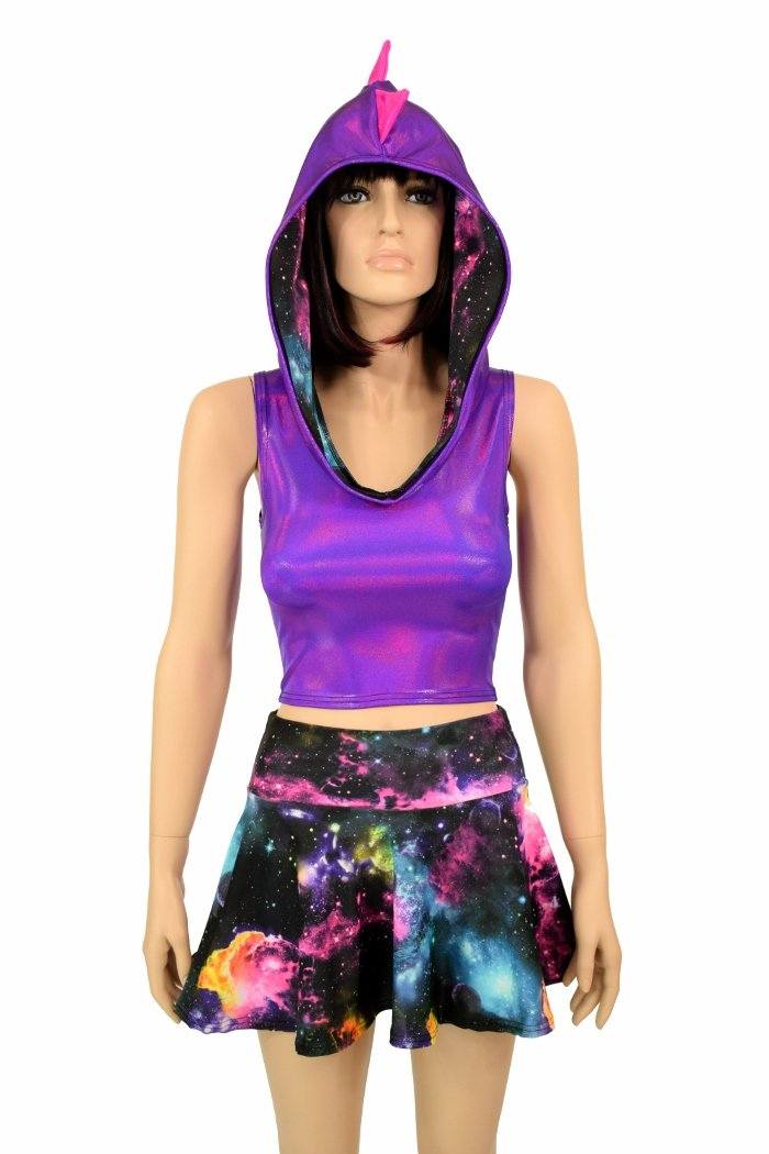 Crop top hoodie hot sale and skirt set