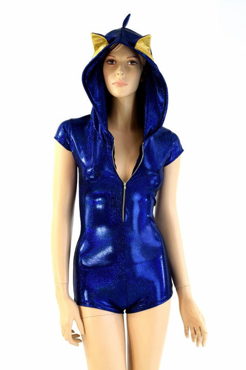 Blue Hedgehog Zipper Front Romper - Coquetry Clothing