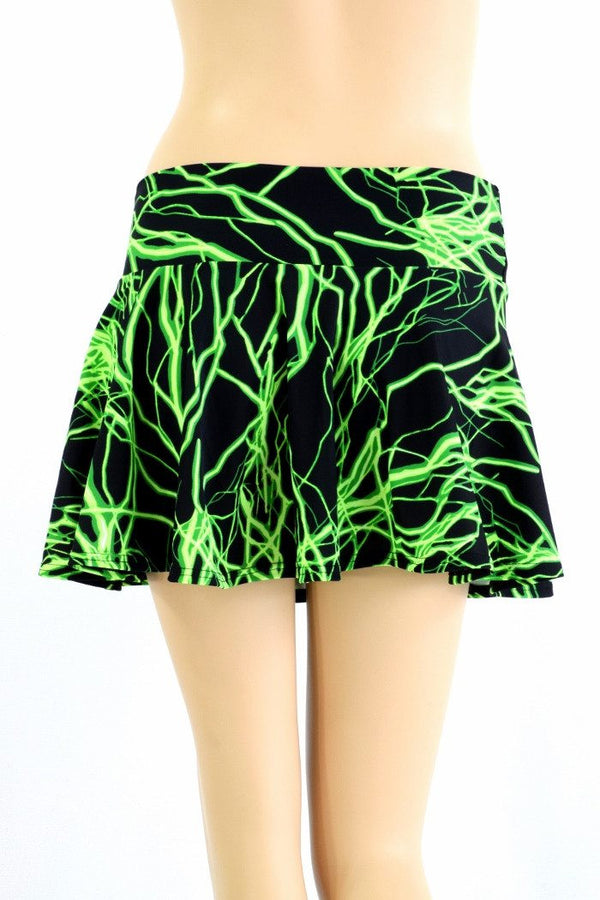 Green Lightning Mini Rave Skirt - 4