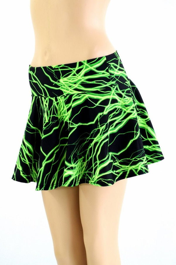 Green Lightning Mini Rave Skirt - 1