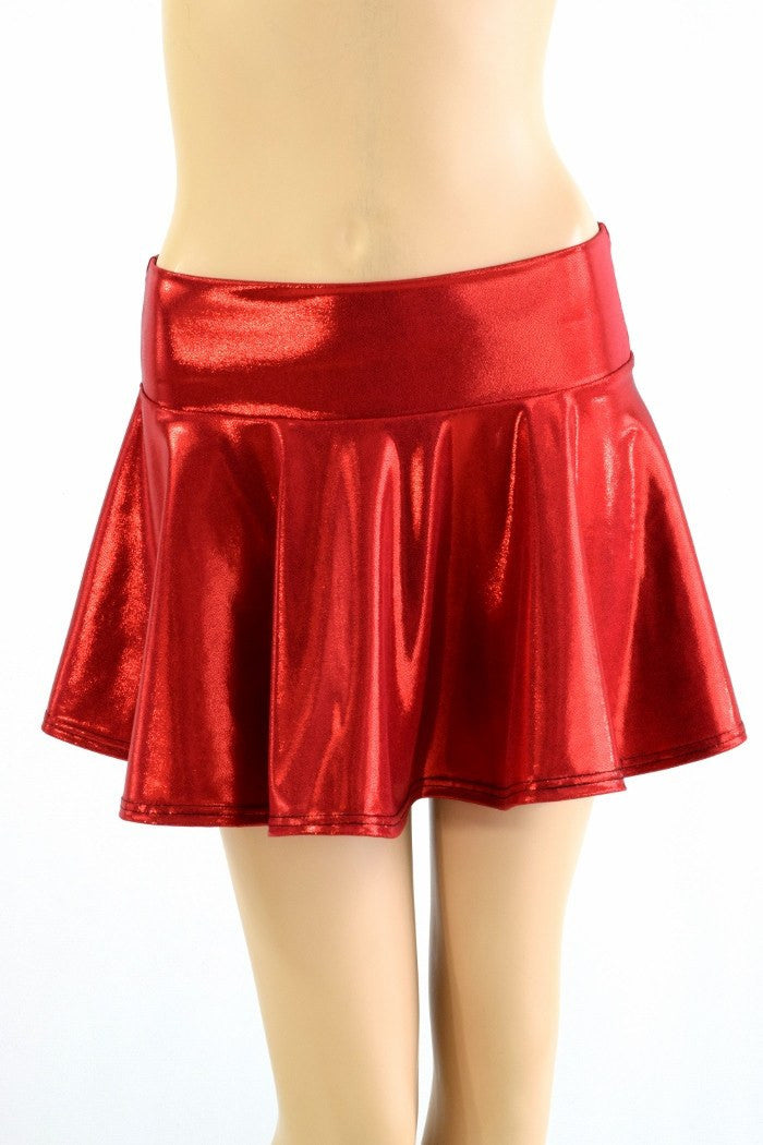 Red Metallic Mini Rave Skirt | Coquetry Clothing