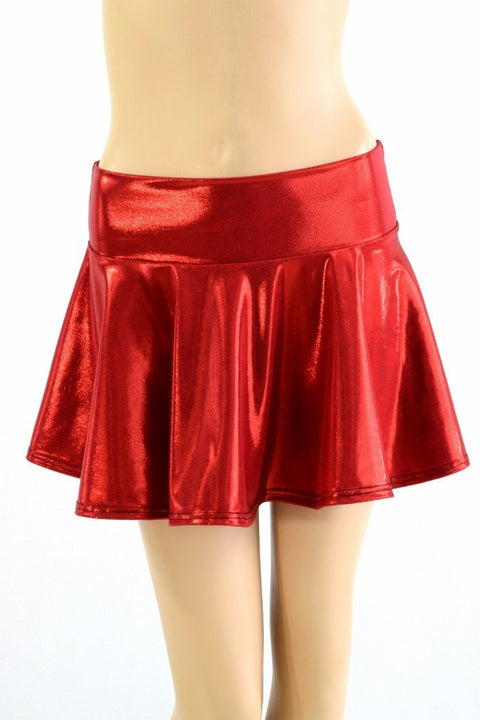 Red Metallic Mini Rave Skirt - Coquetry Clothing