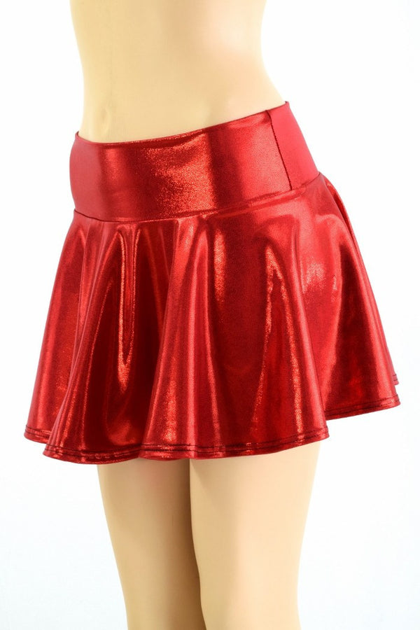 Red Metallic Mini Rave Skirt - 2