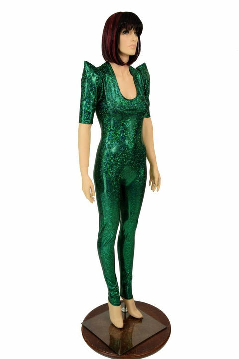 Green Kaleidoscope Sharp Shoulder Catsuit - Coquetry Clothing