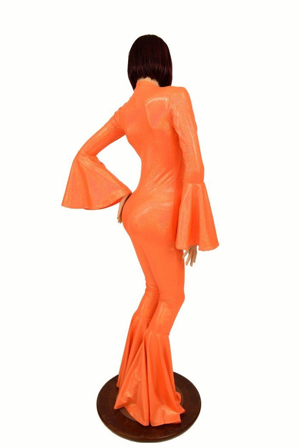 Trumpet Sleeve Bell Bottom Flare Catsuit - 4