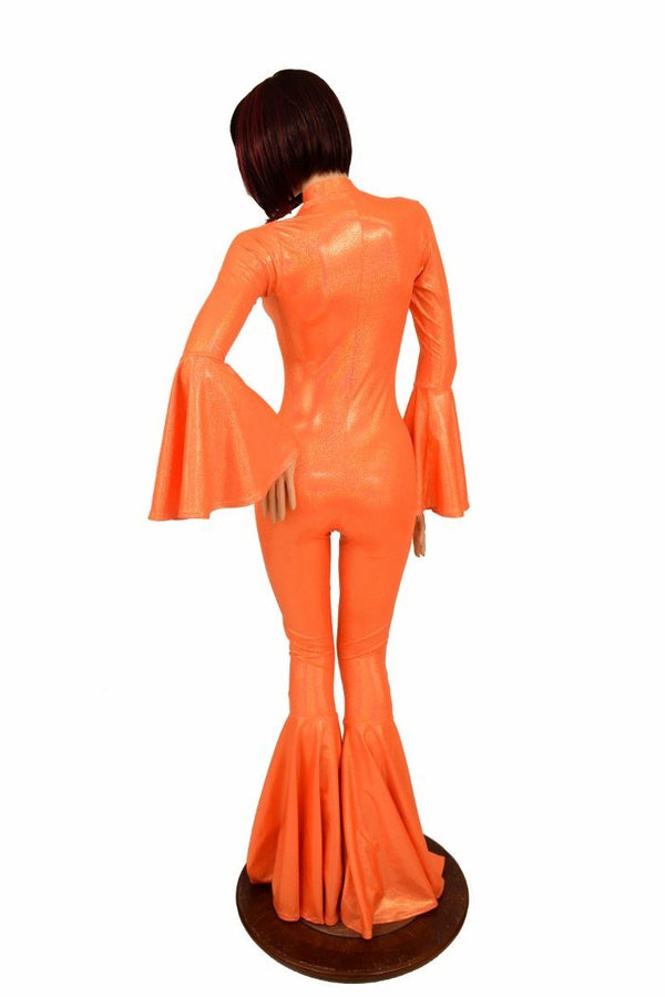 Trumpet Sleeve Bell Bottom Flare Catsuit - 5