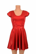 Red Sparkly Jewel Cap Sleeve Skater Dress - 2