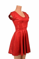 Red Sparkly Jewel Cap Sleeve Skater Dress - 3