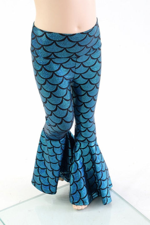 Kids Turquoise Dragon Scale Mermaid Flares - Coquetry Clothing