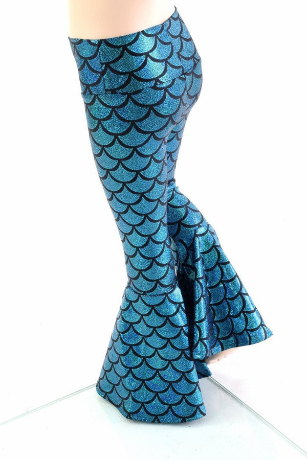 Kids Turquoise Dragon Scale Mermaid Flares - 4