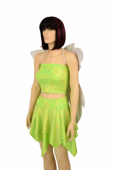 Lime Tube Top & Skirt Set + Fairy Wings - Coquetry Clothing