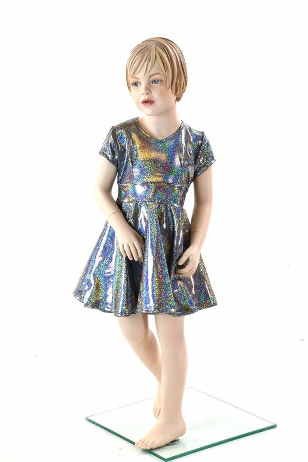 Girls Silver Holographic Party Dress - 2