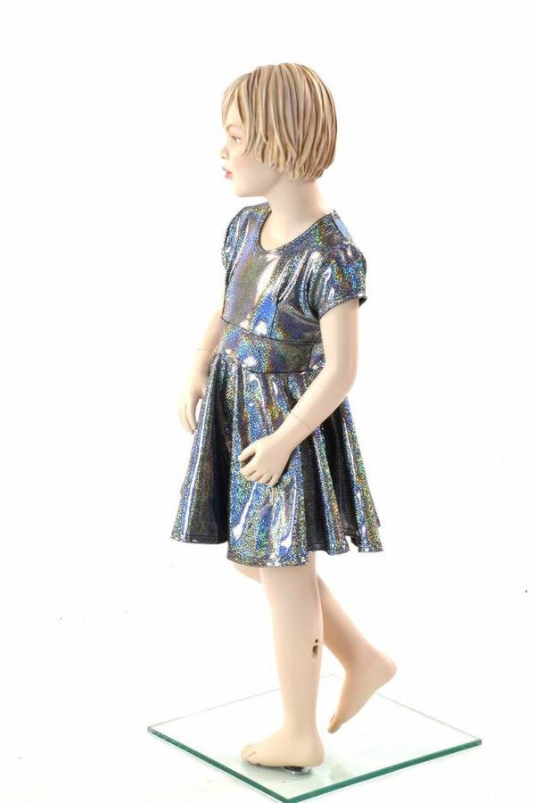 Girls Silver Holographic Party Dress - 3