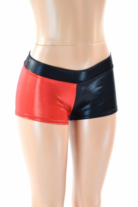 Harlequin Red & Black Low Rise Shorts - Coquetry Clothing