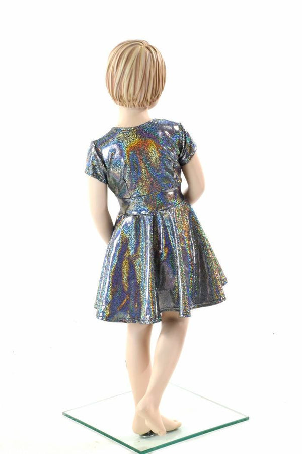 Girls Silver Holographic Party Dress - 4