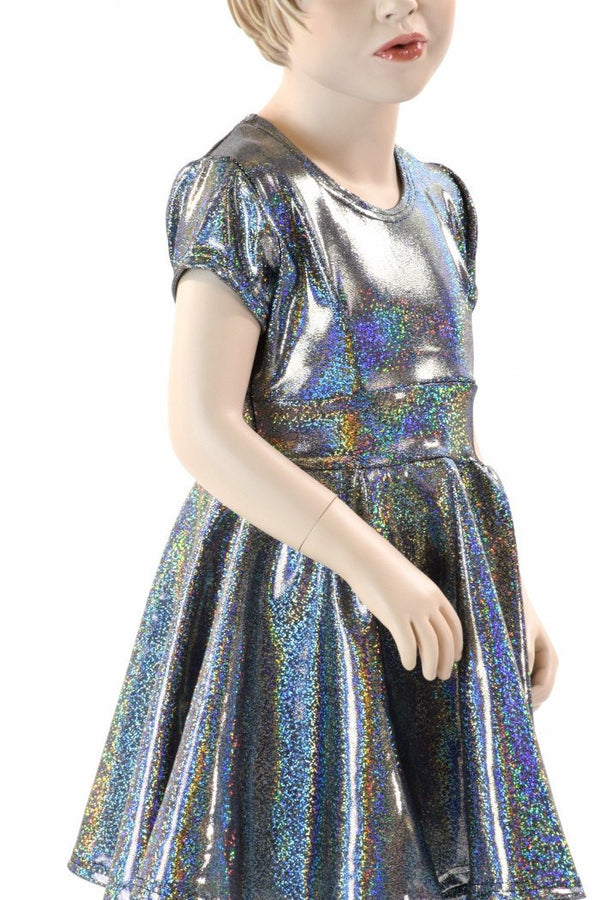 Girls Silver Holographic Party Dress - 6