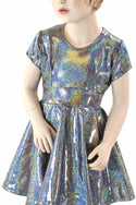 Girls Silver Holographic Party Dress - 7