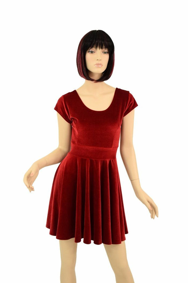 Red Velvet Skater Dress - 7