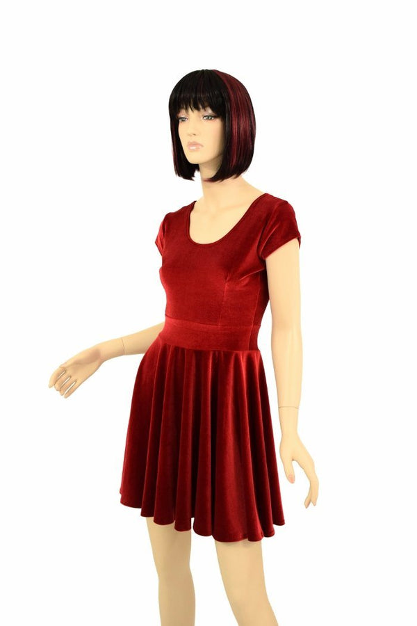 Red Velvet Skater Dress - 3