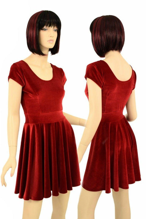 Red Velvet Skater Dress - Coquetry Clothing