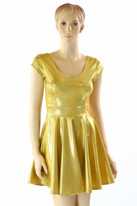 Gold Sparkly Jewel Skater Dress - Coquetry Clothing