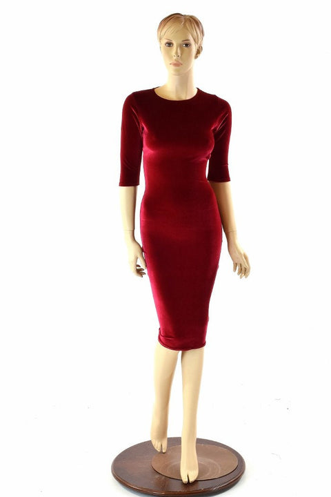 Red Velvet Wiggle Dress - Coquetry Clothing
