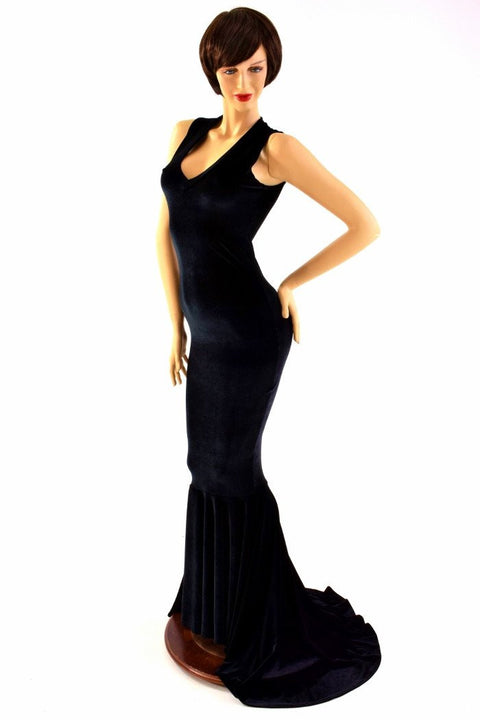 Black Velvet Sleeveless Gown - Coquetry Clothing