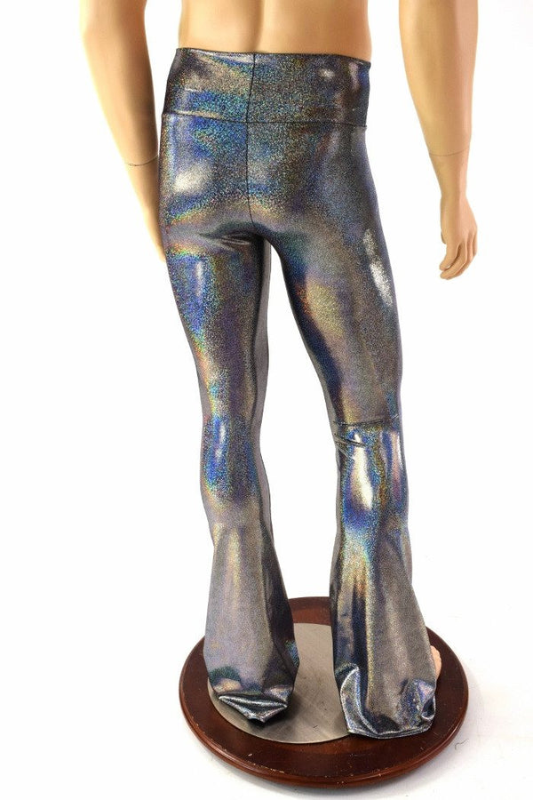 Mens Silver Holographic Bootcut Leggings - 2