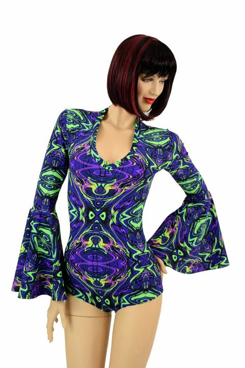 Neon Melt Trumpet Sleeve Romper - Coquetry Clothing