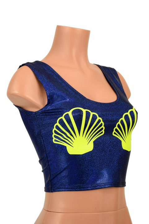 Blue Seashell Crop Top - Coquetry Clothing