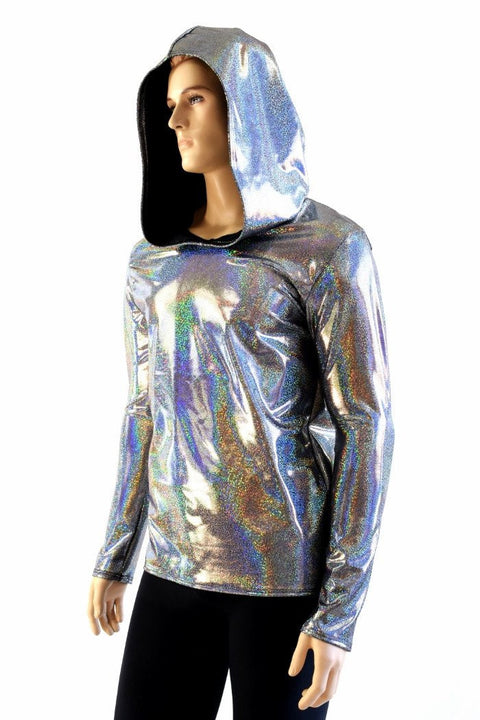 Mens Long Sleeve Silver Hoodie - Coquetry Clothing