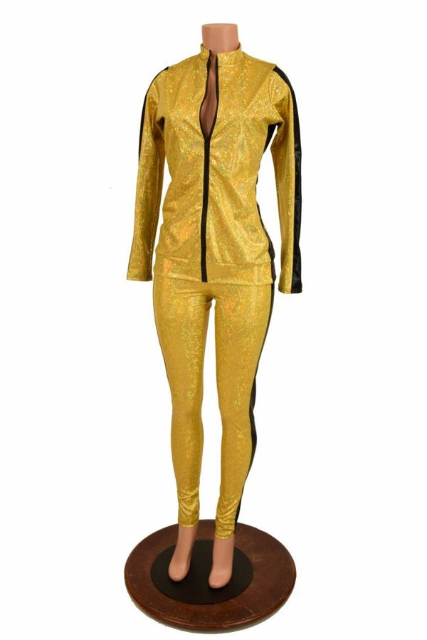 Gold and Black Side Paneled Set (Leggings & Top) - 2