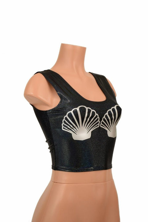 Black Seashell Crop Top - Coquetry Clothing