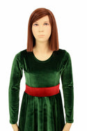Girls Green & Red Velvet Skater Dress - 4