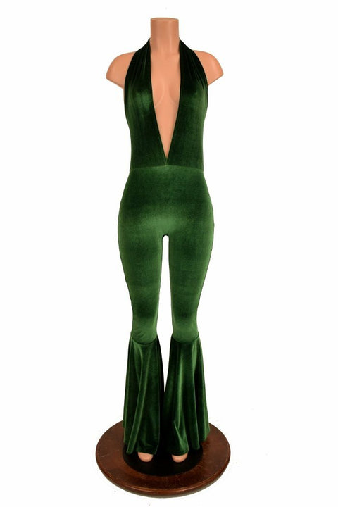 Josie Halter Bell Bottom Flare Catsuit - Coquetry Clothing