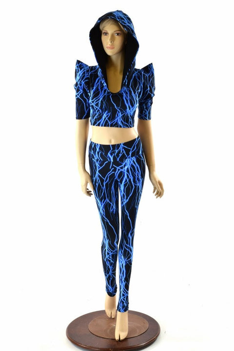 Blue Lightning Crop & Leggings Set - Coquetry Clothing