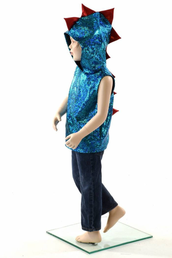Childrens Turquoise & Red Dragon Hoodie - 4