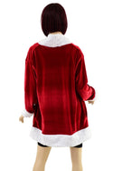 Not a Cardigan in Red Velvet with White Minky Trim - 3