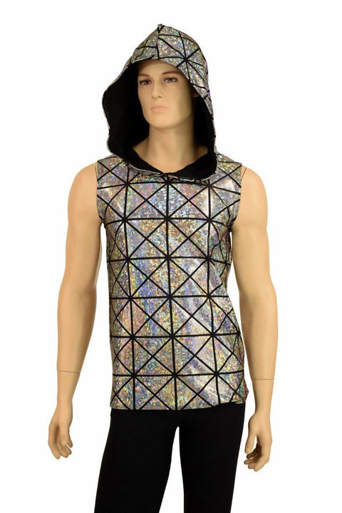 Mens Silver Holographic Hoodie - Coquetry Clothing