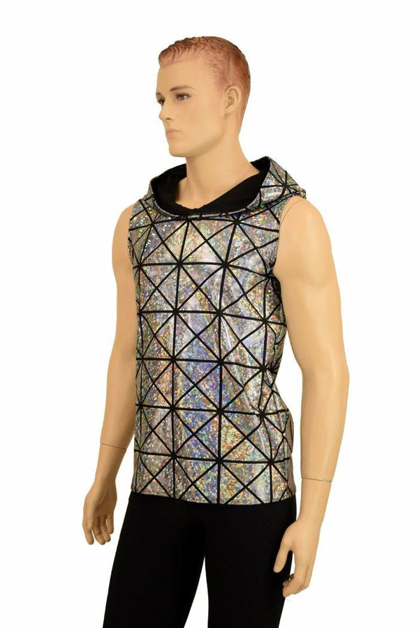Mens Silver Holographic Hoodie - 5