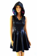 Black & Galaxy Hoodie Skater Dress - 2