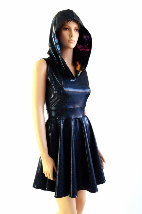 Black & Galaxy Hoodie Skater Dress - Coquetry Clothing