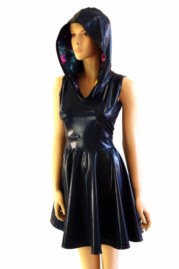 Black & Galaxy Hoodie Skater Dress - 3