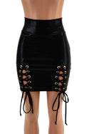 Double Front Slit Laceup Bodycon Skirt in Black Mystique - 2