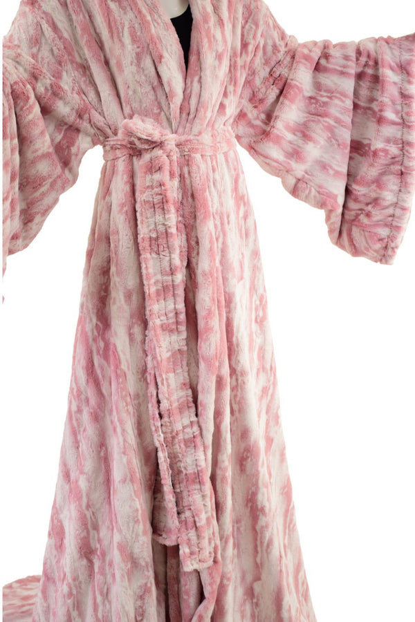 Reversible Minky Faux Fur Puddle Train Robe with Belt - 6
