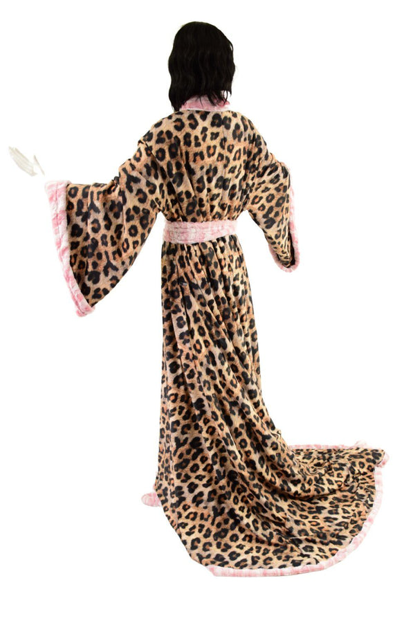 Reversible Minky Faux Fur Puddle Train Robe with Belt - 12