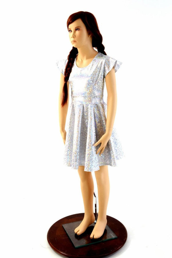 Girls Silver and White Skater Dress - 2