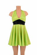 Lime Holo Halter Skater Dress - 1