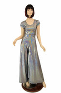 Silver Holographic Wide Leg Jumpsuit - 2