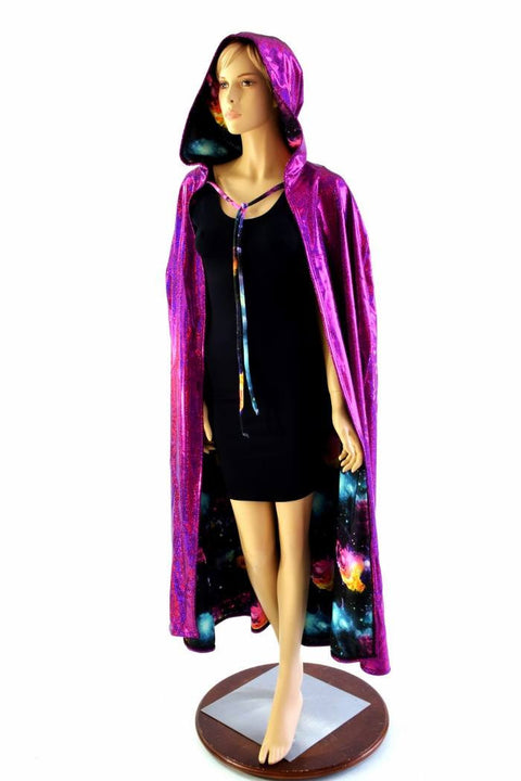 Fuchsia & Galaxy Reversible Hooded Cape - Coquetry Clothing